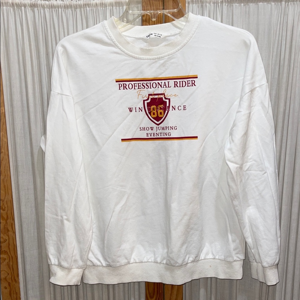 SHEIN White Professional Rider Sweatshirt